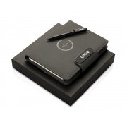 Подарочный набор «Twilight»: органайзер А5 с беспроводной зарядкой и металлическая шариковая ручка со светящимся логотипом