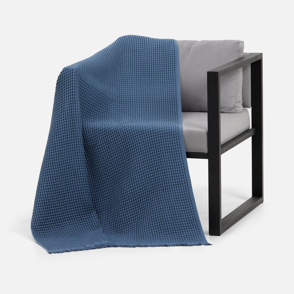 Плед вафельный Elenglect, темно-синий арт. 17378.43 Плед вафельный Elenglect, темно-синий арт. 17378.43