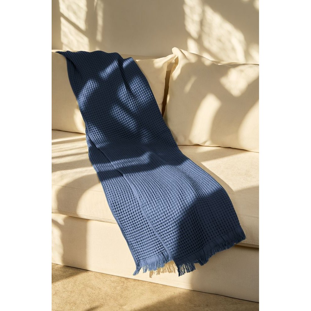 Плед вафельный Elenglect, темно-синий арт. 17378.43 Плед вафельный Elenglect, темно-синий арт. 17378.43