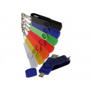 USB 2.0- флешка на 32 Гб с поворотным механизмом и дополнительным разъемом Type-C