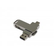 USB 3.0- флешка на 128 Гб с поворотным механизмом и дополнительным разъемом Type-C