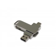 USB 3.0- флешка на 16 Гб с поворотным механизмом и дополнительным разъемом Type-C