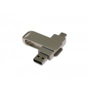 USB 3.0- флешка на 16 Гб с поворотным механизмом и дополнительным разъемом Type-C