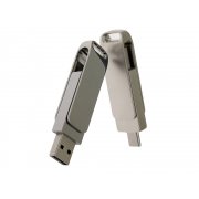 USB 2.0- флешка на 64 Гб с поворотным механизмом и дополнительным разъемом Type-C арт. 6130.64.00