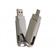 USB 2.0- флешка на 64 Гб с поворотным механизмом и дополнительным разъемом Type-C арт. 6130.64.17