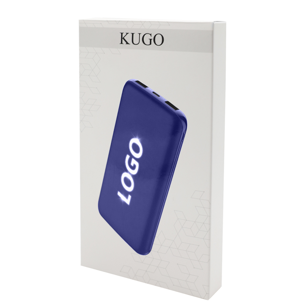 Внешний аккумулятор Kugo, 10000 mAh с подсветкой гравировки, синий арт. 2046.03 Внешний аккумулятор Kugo, 10000 mAh с подсветкой гравировки, синий арт. 2046.03