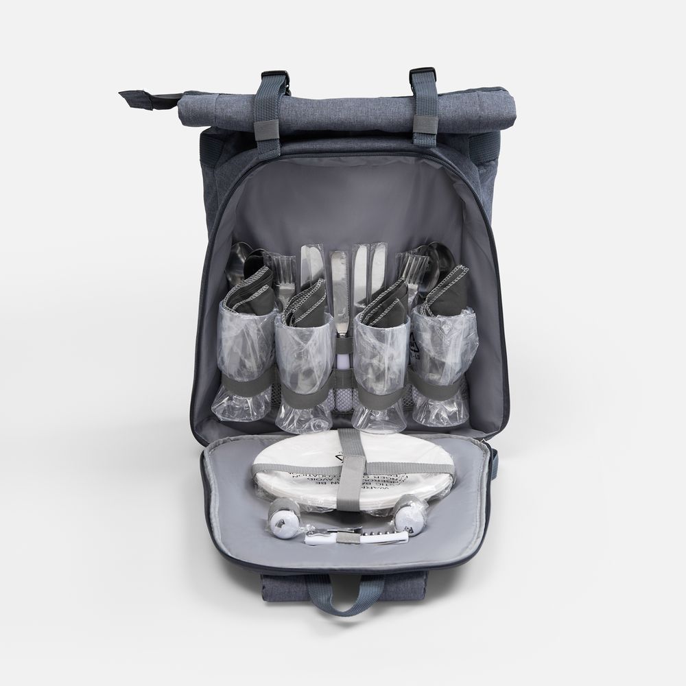 Набор для пикника Picnivo на 4 персоны, темно-серый меланж арт. 63057.13 Набор для пикника Picnivo на 4 персоны, темно-серый меланж арт. 63057.13