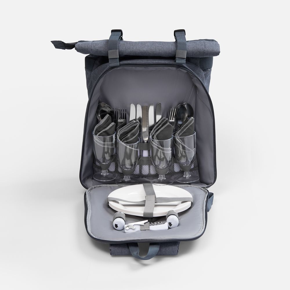 Набор для пикника Picnivo на 4 персоны, темно-серый меланж арт. 63057.13 Набор для пикника Picnivo на 4 персоны, темно-серый меланж арт. 63057.13