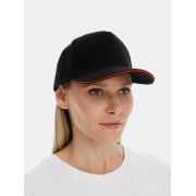 Бейсболка Classic 2.0, черная с красным кантом арт. 21848.35