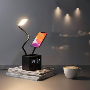 Лампа "Smart Flex" с беспроводным 3в1 (15W) ЗУ с MagSafe, часами, карандашницей и подсветкой логотипа черный