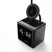 Лампа "Smart Flex" с беспроводным 3в1 (15W) ЗУ с MagSafe, часами, карандашницей и подсветкой логотипа черный