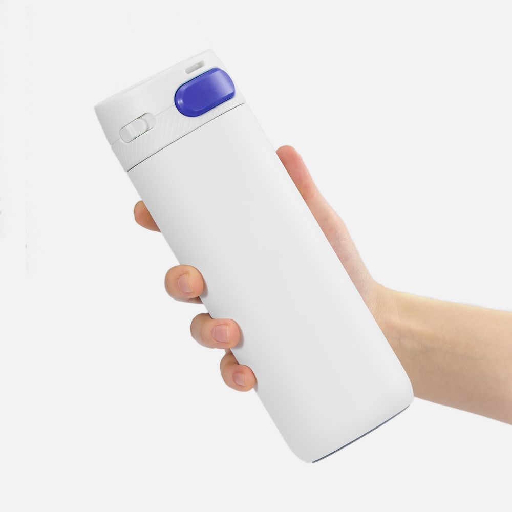 Термостакан X1 с цветной кнопкой, белый с синим арт. 19941.64 Термостакан X1 с цветной кнопкой, белый с синим арт. 19941.64