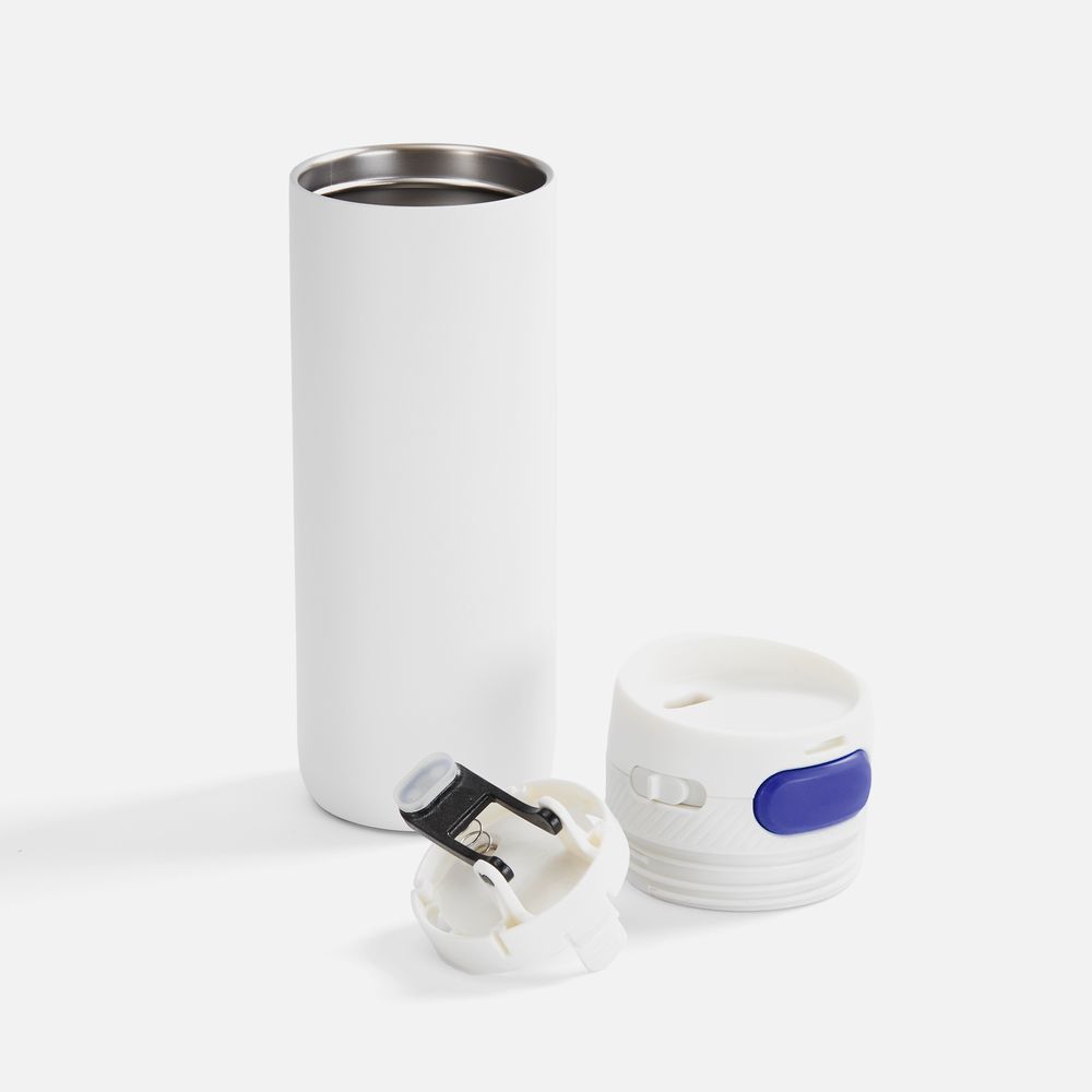 Термостакан X1 с цветной кнопкой, белый с синим арт. 19941.64 Термостакан X1 с цветной кнопкой, белый с синим арт. 19941.64