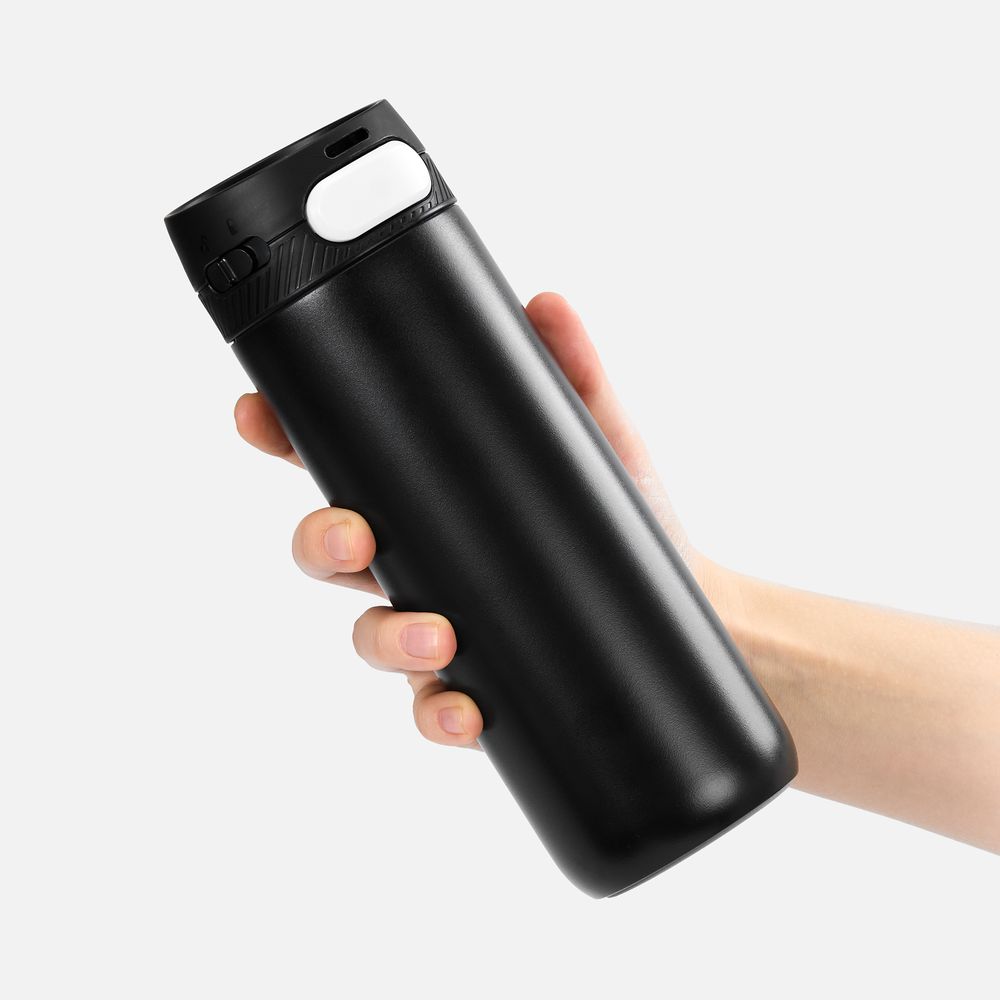 Термостакан X1 с цветной кнопкой, черный с белым арт. 19941.36 Термостакан X1 с цветной кнопкой, черный с белым арт. 19941.36