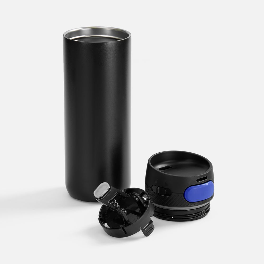 Термостакан X1 с цветной кнопкой, черный с синим арт. 19941.34 Термостакан X1 с цветной кнопкой, черный с синим арт. 19941.34