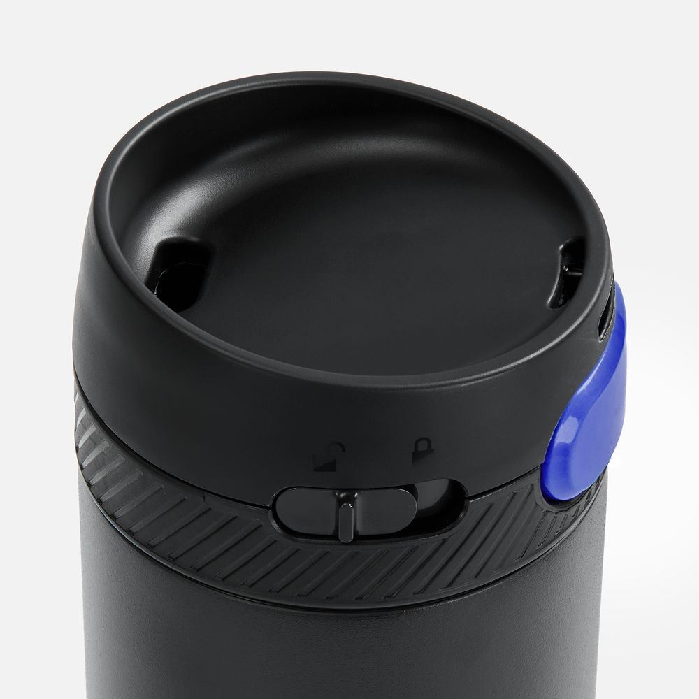 Термостакан X1 с цветной кнопкой, черный с синим арт. 19941.34 Термостакан X1 с цветной кнопкой, черный с синим арт. 19941.34