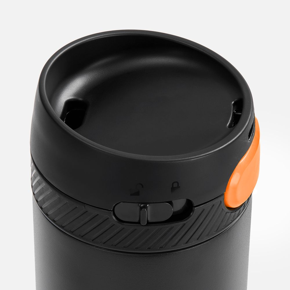 Термостакан X1 с цветной кнопкой, черный с оранжевым арт. 19941.32 Термостакан X1 с цветной кнопкой, черный с оранжевым арт. 19941.32
