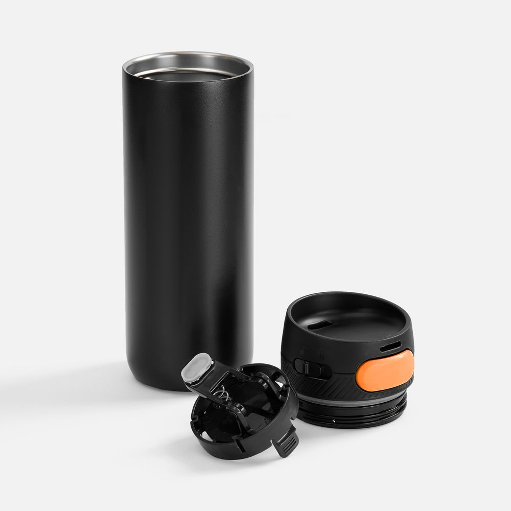 Термостакан X1 с цветной кнопкой, черный с оранжевым арт. 19941.32 Термостакан X1 с цветной кнопкой, черный с оранжевым арт. 19941.32