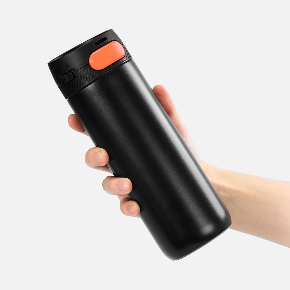 Термостакан X1 с цветной кнопкой, черный с оранжевым арт. 19941.32 Термостакан X1 с цветной кнопкой, черный с оранжевым арт. 19941.32