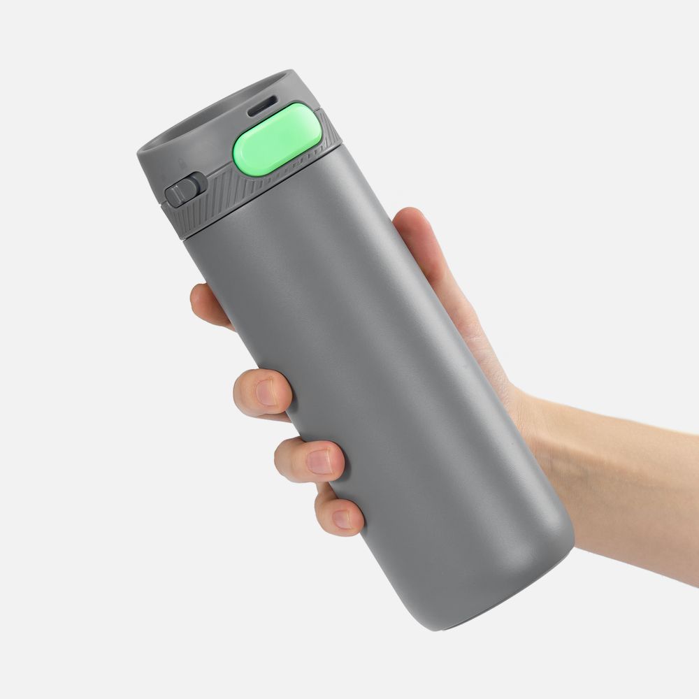 Термостакан X1 с цветной кнопкой, серый с зеленым арт. 19941.18 Термостакан X1 с цветной кнопкой, серый с зеленым арт. 19941.18