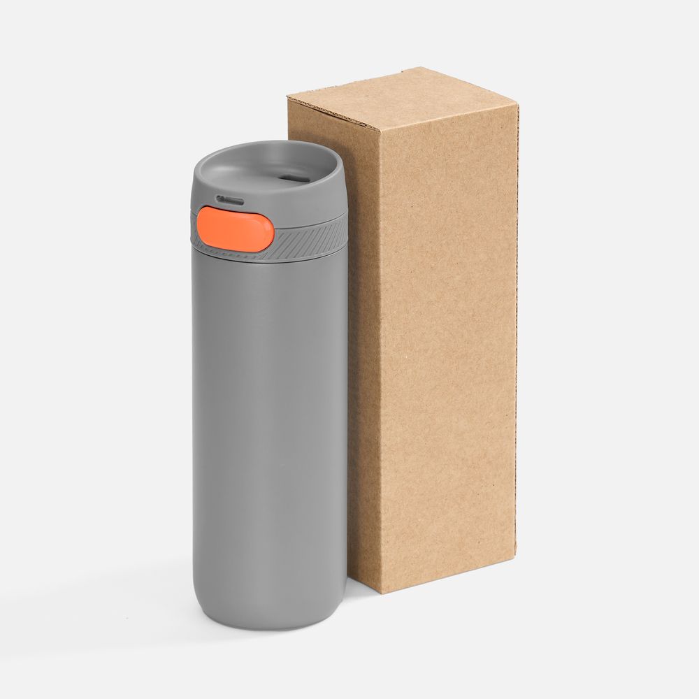 Термостакан X1 с цветной кнопкой, серый с оранжевым арт. 19941.12 Термостакан X1 с цветной кнопкой, серый с оранжевым арт. 19941.12