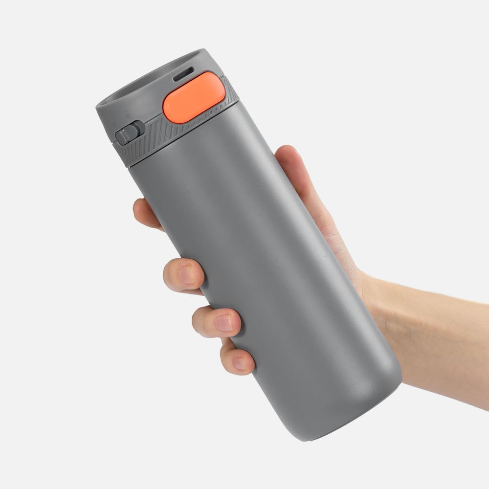 Термостакан X1 с цветной кнопкой, серый с оранжевым арт. 19941.12 Термостакан X1 с цветной кнопкой, серый с оранжевым арт. 19941.12