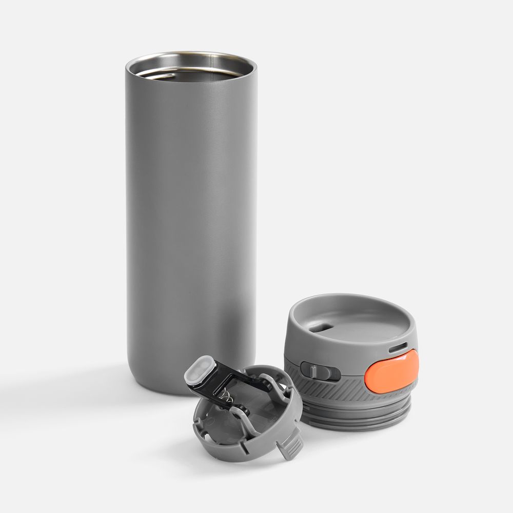 Термостакан X1 с цветной кнопкой, серый с оранжевым арт. 19941.12 Термостакан X1 с цветной кнопкой, серый с оранжевым арт. 19941.12