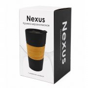 Кружка керамическая с деревянной манжетой Nexus, чёрная арт. 6151.02