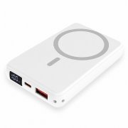 Магнитный внешний аккумулятор Quantum с беспроводной зарядкой (15W), 10000 Mah, белый