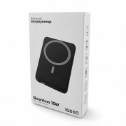 Магнитный внешний аккумулятор Quantum с беспроводной зарядкой (15W), 10000 Mah, черный