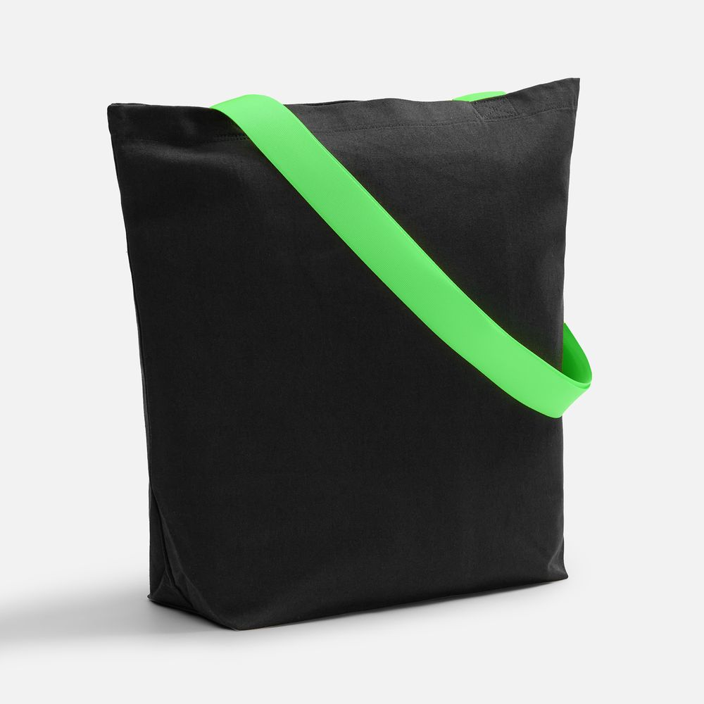 Шопер B5, черный с широкими зелеными ручками арт. 19267.94 Шопер B5, черный с широкими зелеными ручками арт. 19267.94