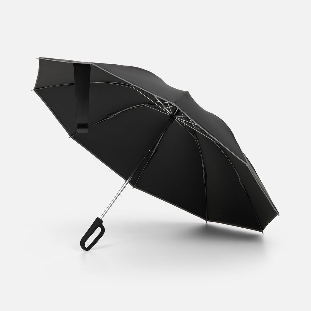 Зонт обратного сложения с ручкой-карабином Foldberry, черный арт. 22324.30 Зонт обратного сложения с ручкой-карабином Foldberry, черный арт. 22324.30