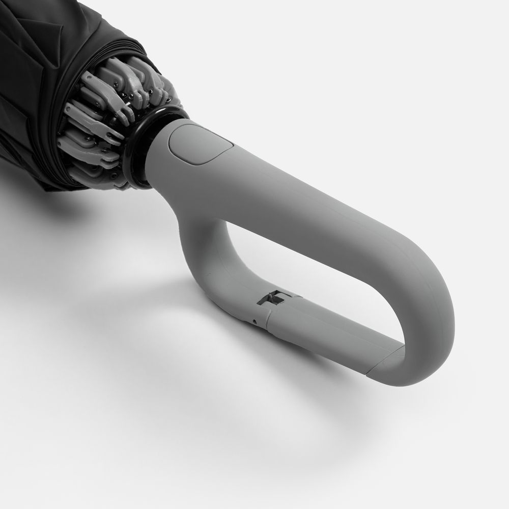 Зонт обратного сложения с ручкой-карабином Foldberry, серый арт. 22324.10 Зонт обратного сложения с ручкой-карабином Foldberry, серый арт. 22324.10