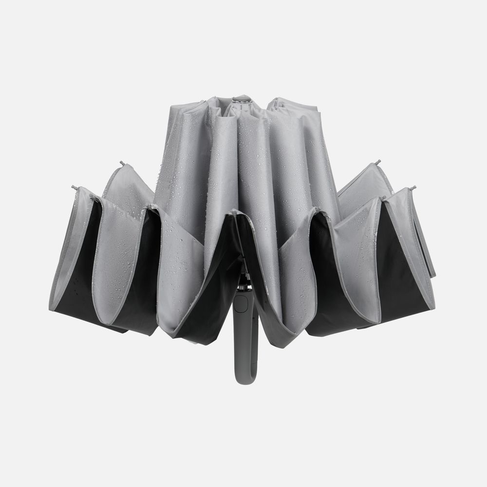 Зонт обратного сложения с ручкой-карабином Foldberry, серый арт. 22324.10 Зонт обратного сложения с ручкой-карабином Foldberry, серый арт. 22324.10