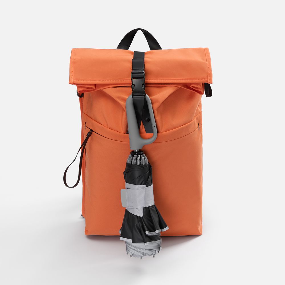 Зонт обратного сложения с ручкой-карабином Foldberry, серый арт. 22324.10 Зонт обратного сложения с ручкой-карабином Foldberry, серый арт. 22324.10