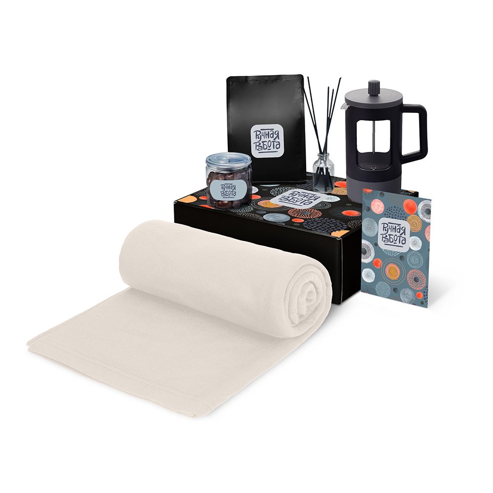 Подарочный набор «Re:y. Vive» с пледом, френч-прессом и кофе арт. 210125.06 Подарочный набор «Re:y. Vive» с пледом, френч-прессом и кофе арт. 210125.06