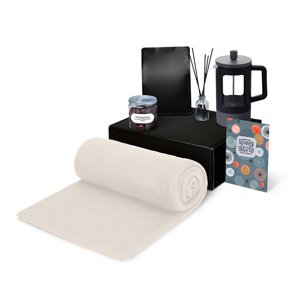 Подарочный набор «Re:y. Vive» с пледом, френч-прессом и кофе арт. 210125.06 Подарочный набор «Re:y. Vive» с пледом, френч-прессом и кофе арт. 210125.06