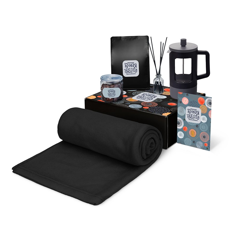 Подарочный набор «Re:y. Vive» с пледом, френч-прессом и кофе арт. 210125.07 Подарочный набор «Re:y. Vive» с пледом, френч-прессом и кофе арт. 210125.07