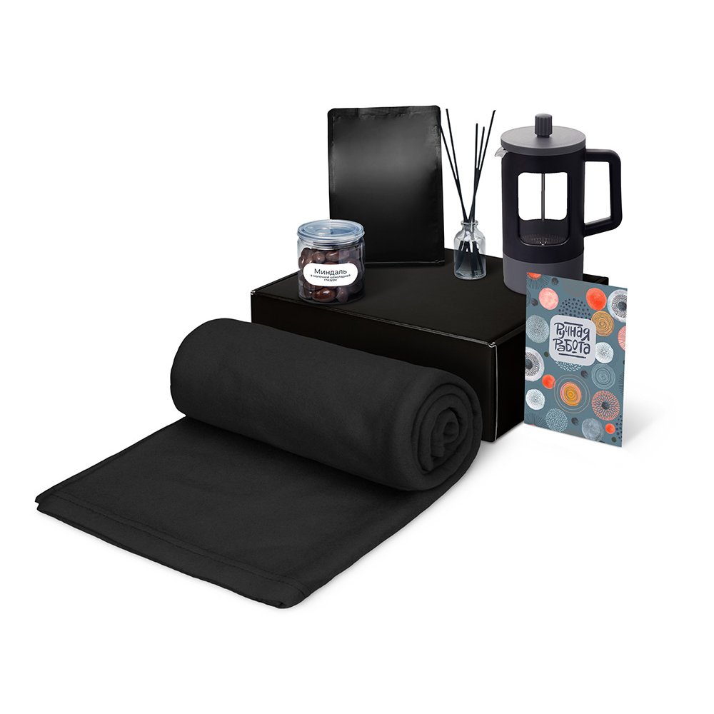 Подарочный набор «Re:y. Vive» с пледом, френч-прессом и кофе арт. 210125.07 Подарочный набор «Re:y. Vive» с пледом, френч-прессом и кофе арт. 210125.07