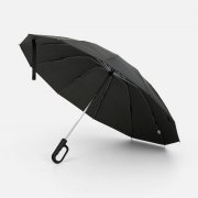 Зонт обратного сложения inLoop с ручкой-карабином, черный