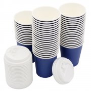 Набор бумажных стаканов с крышкой 8 унций (240 мл), 50 шт арт. E112-1/E112-50