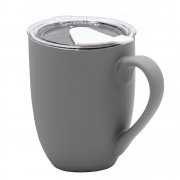 Кружка с крышкой Velvet Duo, софт-тач, тёмно-серая/белая