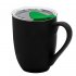 Кружка с крышкой Velvet Duo, софт-тач, чёрная/зелёная