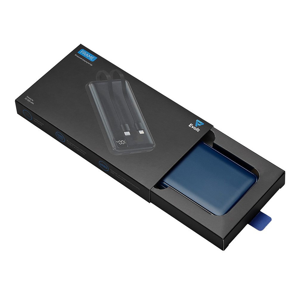 Внешний аккумулятор со встроенными кабелями «Фрэйм», 10000мач арт. 590170.72 Внешний аккумулятор со встроенными кабелями «Фрэйм», 10000мач арт. 590170.72