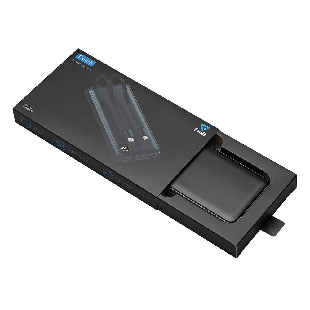 Внешний аккумулятор со встроенными кабелями «Фрэйм», 10000мач арт. 590170.07 Внешний аккумулятор со встроенными кабелями «Фрэйм», 10000мач арт. 590170.07