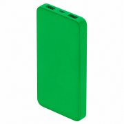 Внешний аккумулятор Polus, 10000 Mah, софт-тач покрытие, зеленый