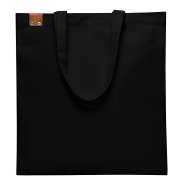 Сумка для покупок IVORY 325 г/м² с PU нашивкой, чёрный/коричневый