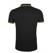 Рубашка поло мужская PASADENA MEN 200 с контрастной отделкой, черная с зеленым