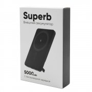 Внешний аккумулятор c беспроводной зарядкой Superb, 5000 mAh, черный