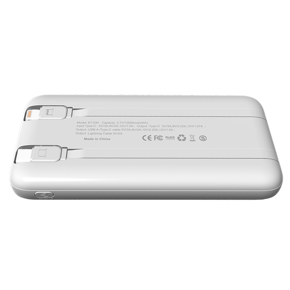 Внешний аккумулятор Nero с быстрой зарядкой (до 22,5W), 10000 mAh, белый арт. 2057.01 Внешний аккумулятор Nero с быстрой зарядкой (до 22,5W), 10000 mAh, белый арт. 2057.01